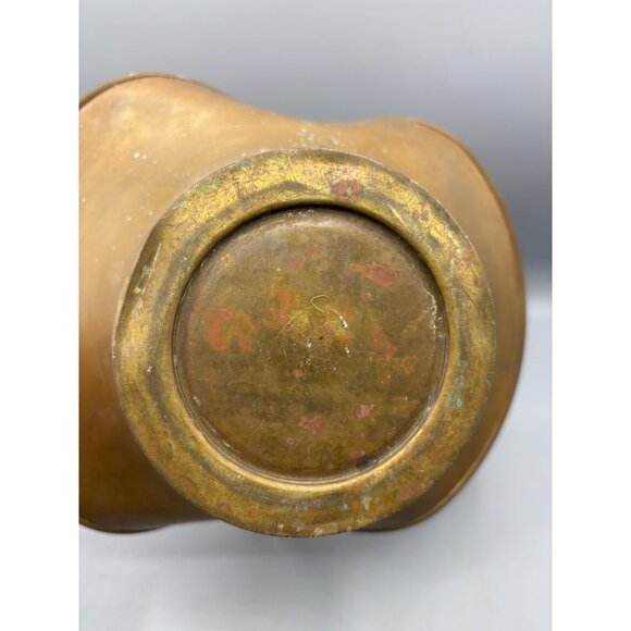 Vtg Brass Basket Planter Copper Handle Decorative‎ Rustic - Picture 7 of 9